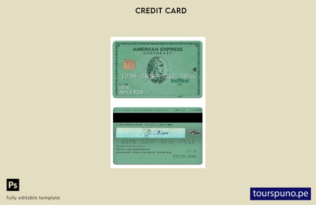 listo para imprimir plantilla de tarjeta verde american express de USA Heritage 